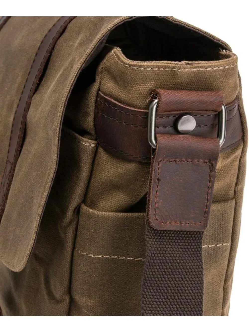 Vintage Leather & Waxed Canvas Briefcase Satchel for 15.6” Laptop - Rugged